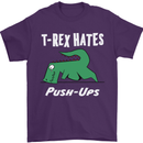 T-Rex Hates Push Ups Gym Funny Dinosaurs Mens T-Shirt Cotton Gildan Purple
