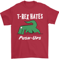 T-Rex Hates Push Ups Gym Funny Dinosaurs Mens T-Shirt Cotton Gildan Red