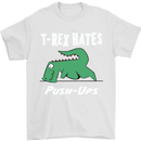T-Rex Hates Push Ups Gym Funny Dinosaurs Mens T-Shirt Cotton Gildan White