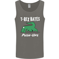 T-Rex Hates Push Ups Gym Funny Dinosaurs Mens Vest Tank Top Charcoal