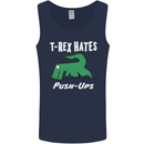 T-Rex Hates Push Ups Gym Funny Dinosaurs Mens Vest Tank Top Navy Blue