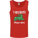 T-Rex Hates Push Ups Gym Funny Dinosaurs Mens Vest Tank Top Red