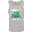 T-Rex Hates Push Ups Gym Funny Dinosaurs Mens Vest Tank Top Sports Grey