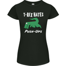T-Rex Hates Push Ups Gym Funny Dinosaurs Womens Petite Cut T-Shirt Black
