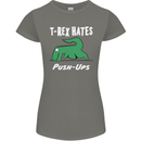T-Rex Hates Push Ups Gym Funny Dinosaurs Womens Petite Cut T-Shirt Charcoal