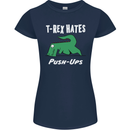 T-Rex Hates Push Ups Gym Funny Dinosaurs Womens Petite Cut T-Shirt Navy Blue