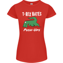 T-Rex Hates Push Ups Gym Funny Dinosaurs Womens Petite Cut T-Shirt Red