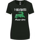 T-Rex Hates Push Ups Gym Funny Dinosaurs Womens Wider Cut T-Shirt Black