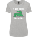 T-Rex Hates Push Ups Gym Funny Dinosaurs Womens Wider Cut T-Shirt Sports Grey