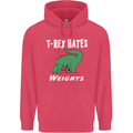 T-Rex Hates Weights Funny Gym Training Top Childrens Kids Hoodie Heliconia