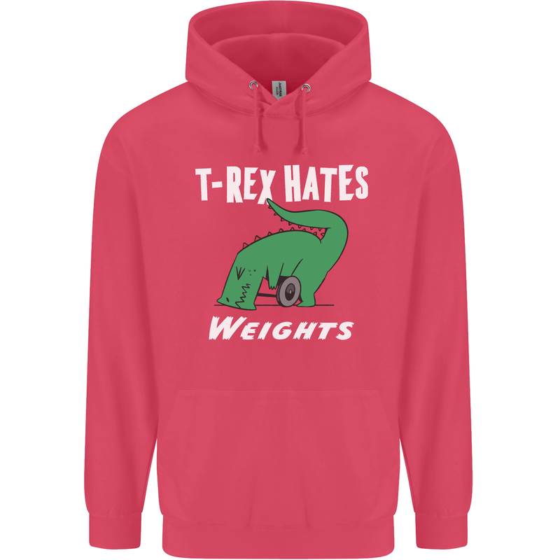 T-Rex Hates Weights Funny Gym Training Top Childrens Kids Hoodie Heliconia