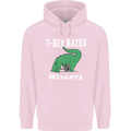 T-Rex Hates Weights Funny Gym Training Top Childrens Kids Hoodie Light Pink