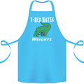 T-Rex Hates Weights Funny Gym Training Top Cotton Apron 100% Organic Turquoise