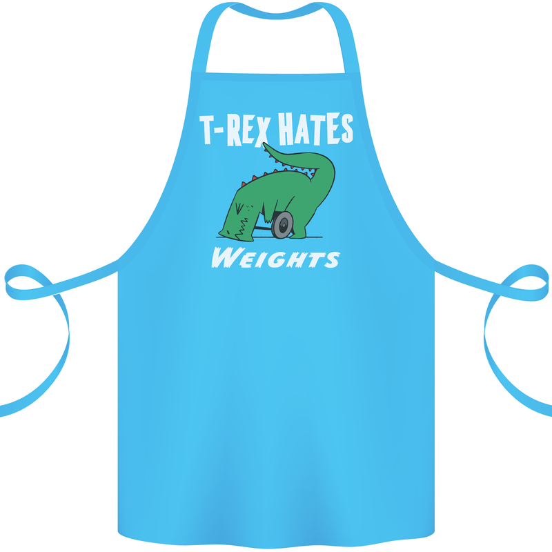 T-Rex Hates Weights Funny Gym Training Top Cotton Apron 100% Organic Turquoise
