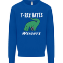 T-Rex Hates Weights Funny Gym Training Top Kids Sweatshirt Jumper Royal Blue