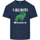 T-Rex Hates Weights Funny Gym Training Top Kids T-Shirt Childrens Navy Blue