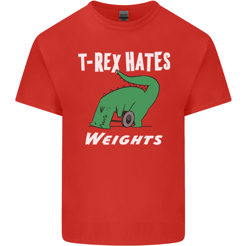 T-Rex Hates Weights Funny Gym Training Top Kids T-Shirt Childrens Red