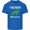 T-Rex Hates Weights Funny Gym Training Top Kids T-Shirt Childrens Royal Blue