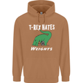 T-Rex Hates Weights Funny Gym Training Top Mens 80% Cotton Hoodie Caramel Latte