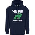 T-Rex Hates Weights Funny Gym Training Top Mens 80% Cotton Hoodie Navy Blue