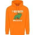 T-Rex Hates Weights Funny Gym Training Top Mens 80% Cotton Hoodie Orange