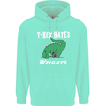 T-Rex Hates Weights Funny Gym Training Top Mens 80% Cotton Hoodie Peppermint