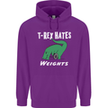 T-Rex Hates Weights Funny Gym Training Top Mens 80% Cotton Hoodie Purple