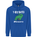 T-Rex Hates Weights Funny Gym Training Top Mens 80% Cotton Hoodie Royal Blue