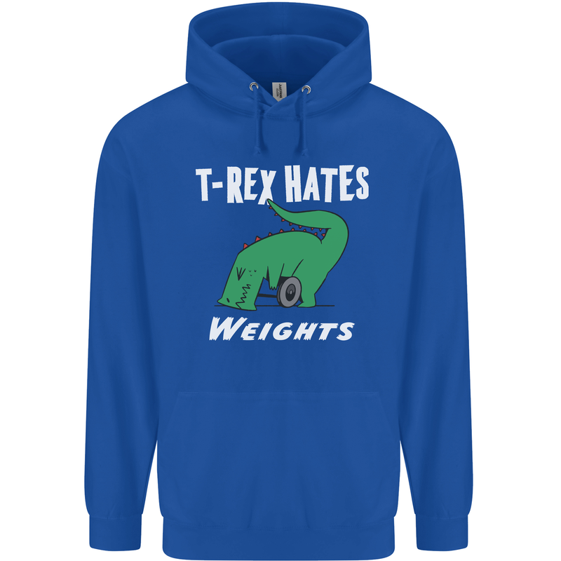 T-Rex Hates Weights Funny Gym Training Top Mens 80% Cotton Hoodie Royal Blue