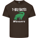 T-Rex Hates Weights Funny Gym Training Top Mens Cotton T-Shirt Tee Top Dark Chocolate
