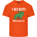 T-Rex Hates Weights Funny Gym Training Top Mens Cotton T-Shirt Tee Top Orange