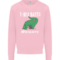 T-Rex Hates Weights Funny Gym Training Top Mens Sweatshirt Jumper Light Pink