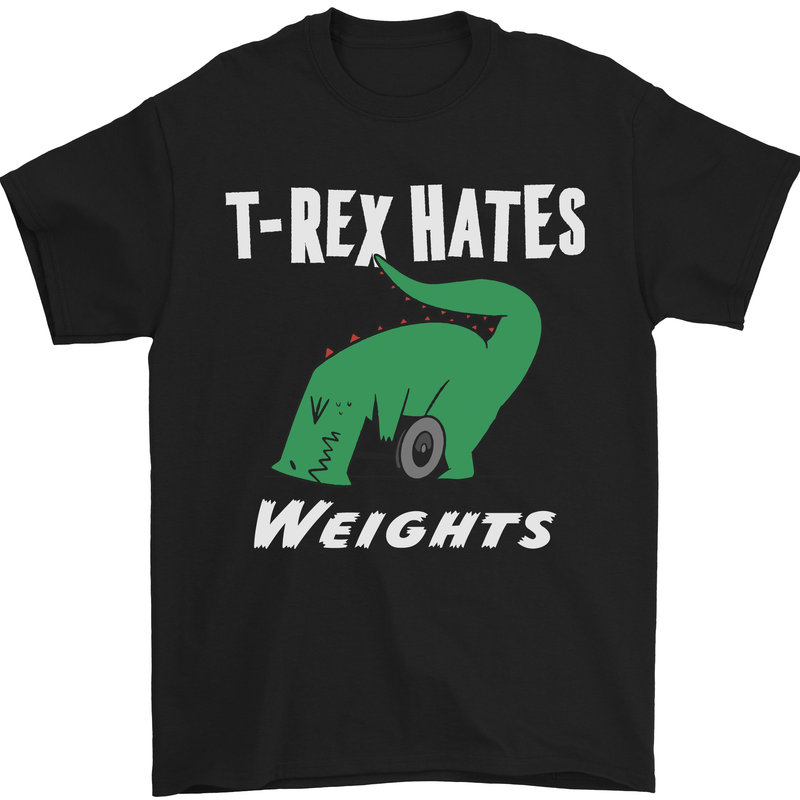 T-Rex Hates Weights Funny Gym Training Top Mens T-Shirt Cotton Gildan Black