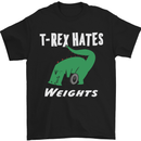T-Rex Hates Weights Funny Gym Training Top Mens T-Shirt Cotton Gildan Black