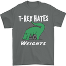 T-Rex Hates Weights Funny Gym Training Top Mens T-Shirt Cotton Gildan Charcoal