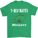 T-Rex Hates Weights Funny Gym Training Top Mens T-Shirt Cotton Gildan Irish Green