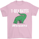 T-Rex Hates Weights Funny Gym Training Top Mens T-Shirt Cotton Gildan Light Pink