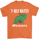 T-Rex Hates Weights Funny Gym Training Top Mens T-Shirt Cotton Gildan Orange