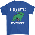 T-Rex Hates Weights Funny Gym Training Top Mens T-Shirt Cotton Gildan Royal Blue