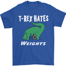 T-Rex Hates Weights Funny Gym Training Top Mens T-Shirt Cotton Gildan Royal Blue
