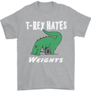 T-Rex Hates Weights Funny Gym Training Top Mens T-Shirt Cotton Gildan Sports Grey