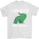 T-Rex Hates Weights Funny Gym Training Top Mens T-Shirt Cotton Gildan White