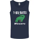 T-Rex Hates Weights Funny Gym Training Top Mens Vest Tank Top Navy Blue