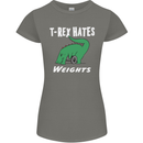T-Rex Hates Weights Funny Gym Training Top Womens Petite Cut T-Shirt Charcoal