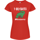 T-Rex Hates Weights Funny Gym Training Top Womens Petite Cut T-Shirt Red