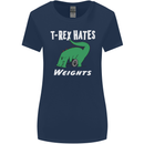 T-Rex Hates Weights Funny Gym Training Top Womens Wider Cut T-Shirt Navy Blue