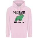 T-Rex Hates Weights Funny Gym Workout Childrens Kids Hoodie Light Pink