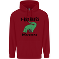 T-Rex Hates Weights Funny Gym Workout Childrens Kids Hoodie Red