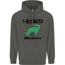 T-Rex Hates Weights Funny Gym Workout Childrens Kids Hoodie Storm Grey