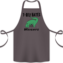 T-Rex Hates Weights Funny Gym Workout Cotton Apron 100% Organic Dark Grey